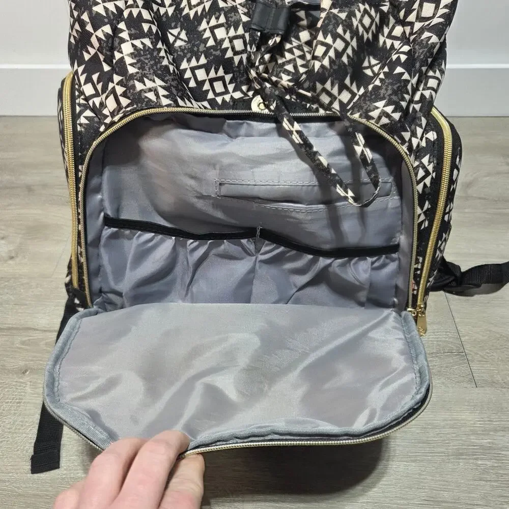 Fisher-Price Shilon Southwest Black & White 3 Piece Diaper Bag Backpack - Picture 8 of 12